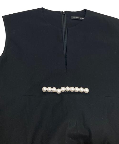 YOKO CHAN（ヨーコチャン）YOKO CHAN (ヨーコチャン) スリットドレス ウエストパール ワンピース ブラック サイズ:36の古着・服飾アイテム