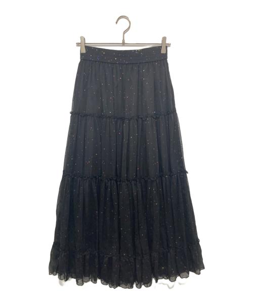 DOUBLE STANDARD（ダブルスタンダード）DOUBLE STANDARD (ダブルスタンダード) スターティアードスカート ブラック サイズ:36の古着・服飾アイテム