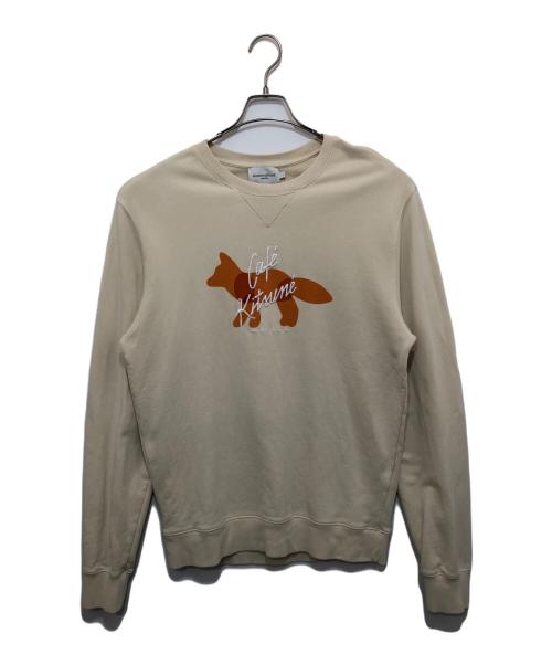 maison kitsune（メゾンキツネ）maison kitsune (メゾンキツネ) FOX CAFE KITSUNE CLASSIC SWEATSHIRT ベージュ サイズ:Lの古着・服飾アイテム