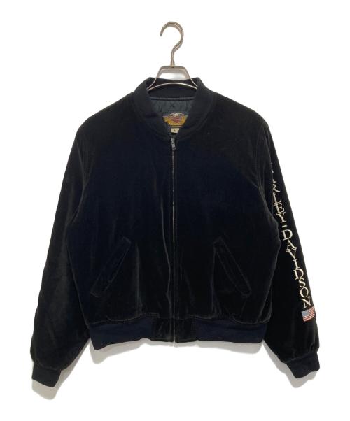 HARLEY-DAVIDSON（ハーレーダビッドソン）HARLEY-DAVIDSON (ハーレーダビッドソン) アームロゴ イーグル ベロアブルゾン　30321 ブラック サイズ:Mの古着・服飾アイテム