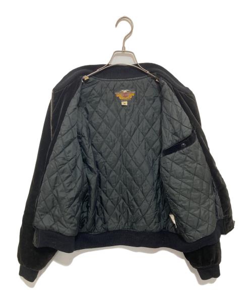 HARLEY-DAVIDSON（ハーレーダビッドソン）HARLEY-DAVIDSON (ハーレーダビッドソン) アームロゴ イーグル ベロアブルゾン　30321 ブラック サイズ:Mの古着・服飾アイテム