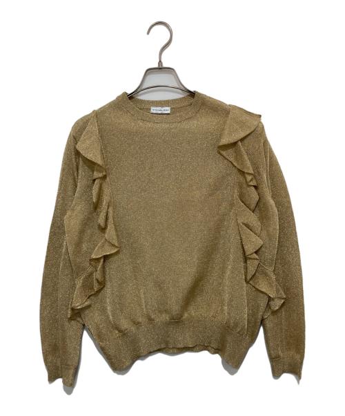 STRASBURGO（ストラスブルゴ）STRASBURGO (ストラスブルゴ) フリル付クルーネックプルオーバー ゴールド サイズ:38の古着・服飾アイテム