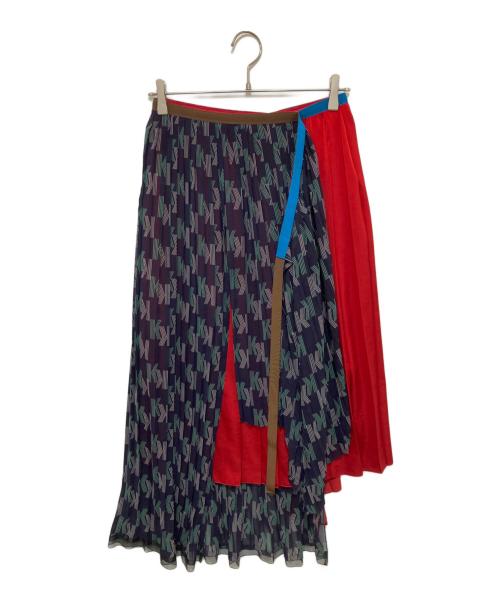 KOLOR（カラー）KOLOR (カラー) プリーツ レイヤード スカート レッド サイズ:2の古着・服飾アイテム