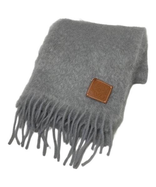LOEWE（ロエベ）LOEWE (ロエベ) モヘアウールレザーパッチロゴマフラー　A-2800 3861 グレー サイズ:-の古着・服飾アイテム
