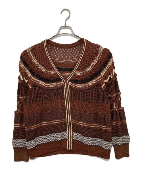 Mame Kurogouchi（マメクロゴウチ）mame kurogouchi (マメクロゴウチ) Bamboo Basket Pattern Knitted Cardigan ブラウン サイズ:1の古着・服飾アイテム