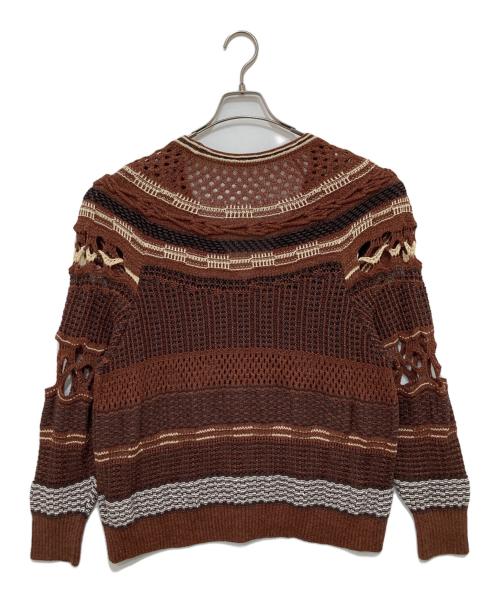 Mame Kurogouchi（マメクロゴウチ）mame kurogouchi (マメクロゴウチ) Bamboo Basket Pattern Knitted Cardigan ブラウン サイズ:1の古着・服飾アイテム