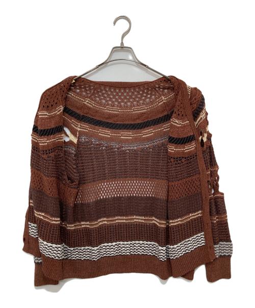 Mame Kurogouchi（マメクロゴウチ）mame kurogouchi (マメクロゴウチ) Bamboo Basket Pattern Knitted Cardigan ブラウン サイズ:1の古着・服飾アイテム