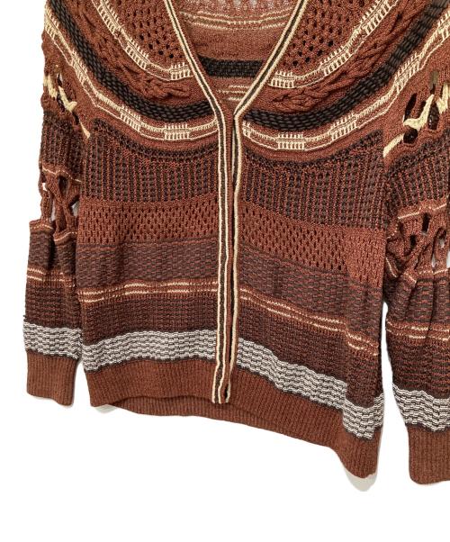 Mame Kurogouchi（マメクロゴウチ）mame kurogouchi (マメクロゴウチ) Bamboo Basket Pattern Knitted Cardigan ブラウン サイズ:1の古着・服飾アイテム