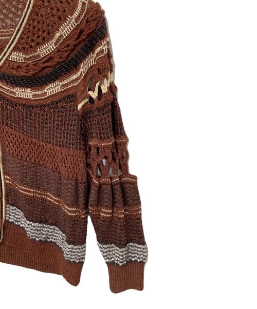 Mame Kurogouchi（マメクロゴウチ）mame kurogouchi (マメクロゴウチ) Bamboo Basket Pattern Knitted Cardigan ブラウン サイズ:1の古着・服飾アイテム