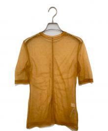 Mame Kurogouchi（マメクロゴウチ）の古着「Marble Printed Plaid Sheer Crew Neck Top」｜イエロー