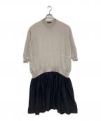 DRAWERドゥロワー）の古着「14Gニットｘファブリックワンピース」｜ベージュ