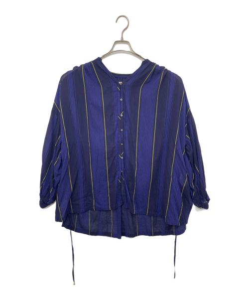 ne quittez pas（ヌキテパ）ne quittez pas (ヌキテパ) コットン ボイル ストライプ ギャザー ブラウス パープル サイズ:不明の古着・服飾アイテム