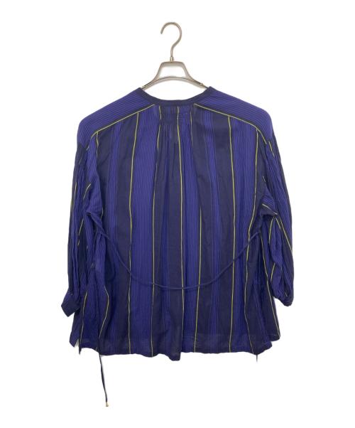 ne quittez pas（ヌキテパ）ne quittez pas (ヌキテパ) コットン ボイル ストライプ ギャザー ブラウス パープル サイズ:不明の古着・服飾アイテム
