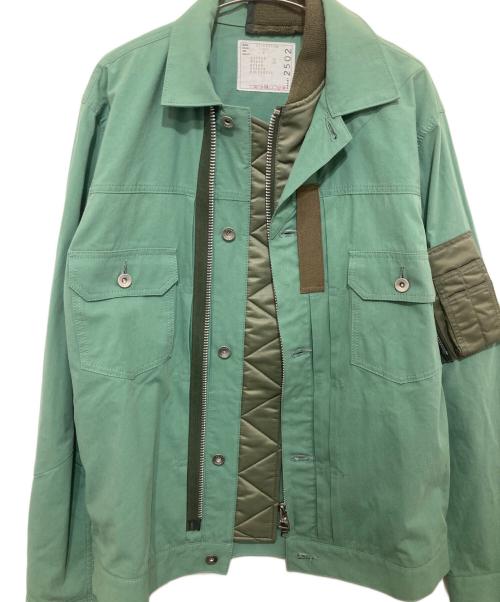 sacai（サカイ）sacai (サカイ) COTTON NYLON OXFORD BLOUSON グリーン サイズ:2の古着・服飾アイテム