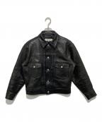 time in onタイムイズオン）の古着「LEATHER TRUCKER JACKET」｜ブラック