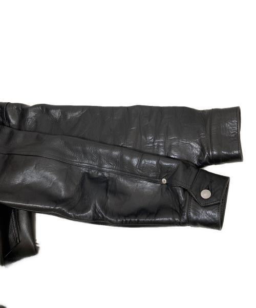 time in on（タイムイズオン）time in on (タイムイズオン) LEATHER TRUCKER JACKET ブラック サイズ:1の古着・服飾アイテム