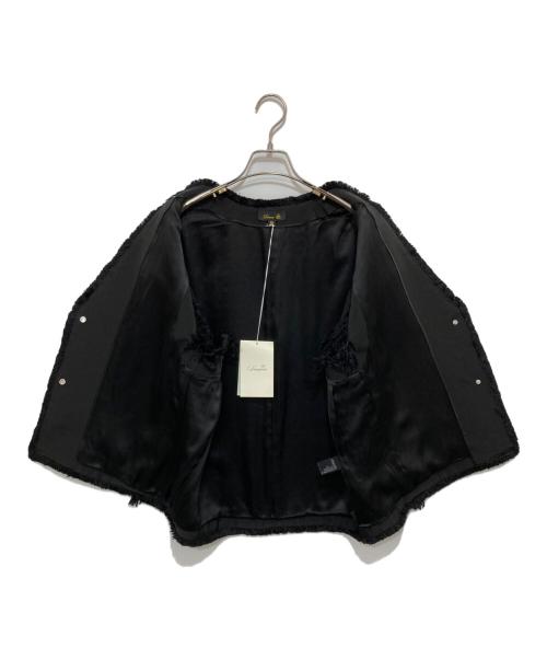 DRAWER（ドゥロワー）Drawer (ドゥロワー) フリンジトリムツイードブラウス ネイビー サイズ:38の古着・服飾アイテム