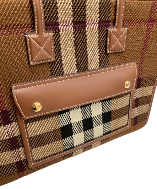 BURBERRY（バーバリー）BURBERRY (バーバリー) チェックニットトートバッグ ブラウンの古着・服飾アイテム