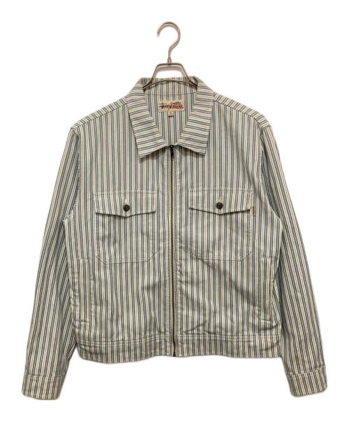 stussy（ステューシー）stussy (ステューシー) STRIPE GARAGE JACKET ブルー サイズ:Mの古着・服飾アイテム
