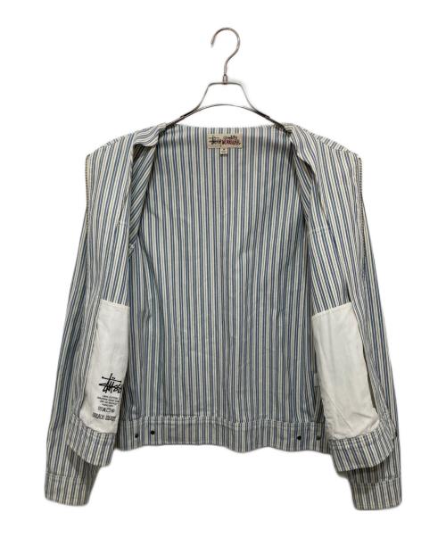 stussy（ステューシー）stussy (ステューシー) STRIPE GARAGE JACKET ブルー サイズ:Mの古着・服飾アイテム
