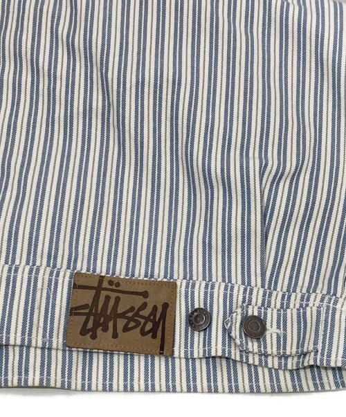 stussy（ステューシー）stussy (ステューシー) STRIPE GARAGE JACKET ブルー サイズ:Mの古着・服飾アイテム