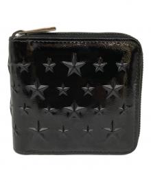 JIMMY CHOO（ジミーチュウ）の古着「エンボスドスターファブリッククラウンドジップウォレット」｜ブラック