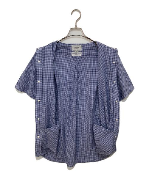 YAECA（ヤエカ）YAECA (ヤエカ) 半袖チェックシャツ ネイビー サイズ:Lの古着・服飾アイテム