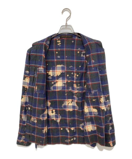 LOUIS VUITTON（ルイ ヴィトン）LOUIS VUITTON (ルイ ヴィトン) ブリーチ加工チェックシャツ ネイビー サイズ:Sの古着・服飾アイテム