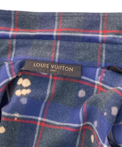 LOUIS VUITTON（ルイ ヴィトン）LOUIS VUITTON (ルイ ヴィトン) ブリーチ加工チェックシャツ ネイビー サイズ:Sの古着・服飾アイテム