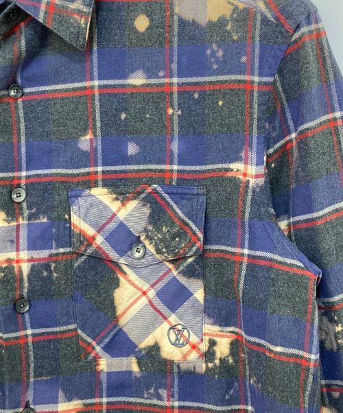 LOUIS VUITTON（ルイ ヴィトン）LOUIS VUITTON (ルイ ヴィトン) ブリーチ加工チェックシャツ ネイビー サイズ:Sの古着・服飾アイテム