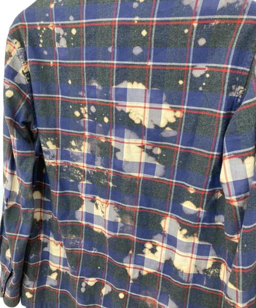 LOUIS VUITTON（ルイ ヴィトン）LOUIS VUITTON (ルイ ヴィトン) ブリーチ加工チェックシャツ ネイビー サイズ:Sの古着・服飾アイテム