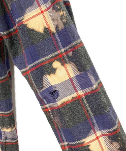 LOUIS VUITTON（ルイ ヴィトン）LOUIS VUITTON (ルイ ヴィトン) ブリーチ加工チェックシャツ ネイビー サイズ:Sの古着・服飾アイテム