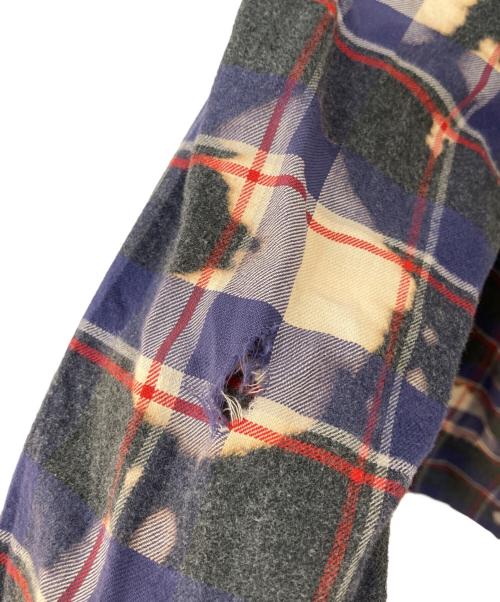 LOUIS VUITTON（ルイ ヴィトン）LOUIS VUITTON (ルイ ヴィトン) ブリーチ加工チェックシャツ ネイビー サイズ:Sの古着・服飾アイテム