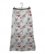 Mame Kurogouchiマメクロゴウチ）の古着「フラワープリントスカート」｜ホワイト