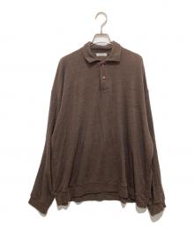 INTERIM(インテリム)（インテリム）の古着「HYPER BIG MELANGE DOUBLE PIQUE JERSEY LONG POLO SHIRT」｜ブラウン