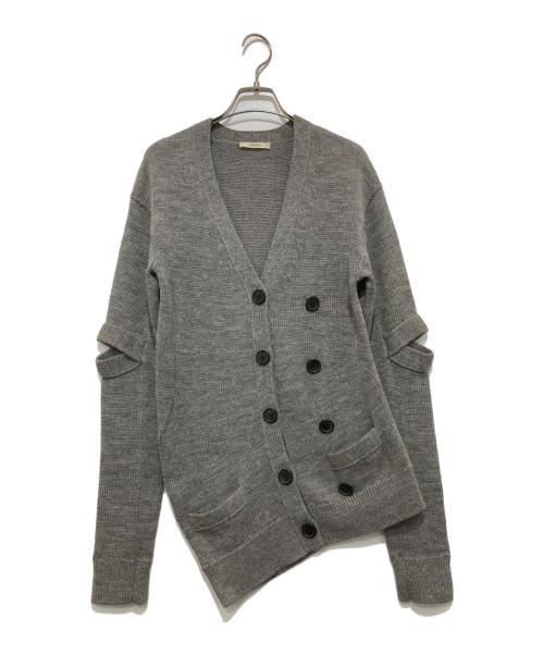 CELINE（セリーヌ）CELINE (セリーヌ) アシンメトリーエルボーカット ニット カーディガンニットカーディガン グレー サイズ:XSの古着・服飾アイテム