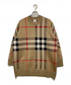 BURBERRY LONDONバーバリーロンドン）の古着「CHECK TECHNICAL WOOL JACQUARD SWEATER」｜ブラウン