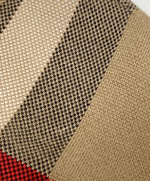 BURBERRY LONDON（バーバリーロンドン）BURBERRY LONDON (バーバリーロンドン) CHECK TECHNICAL WOOL JACQUARD SWEATER ブラウン サイズ:Mの古着・服飾アイテム