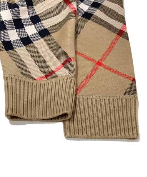 BURBERRY LONDON（バーバリーロンドン）BURBERRY LONDON (バーバリーロンドン) CHECK TECHNICAL WOOL JACQUARD SWEATER ブラウン サイズ:Mの古着・服飾アイテム