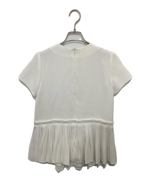 BORDERS at BALCONY（ボーダーズアットバルコニー）BORDERS AT BALCONY (ボーダーズアットバルコニー) ツイルプリーツヘムブラウス ホワイト サイズ:36の古着・服飾アイテム