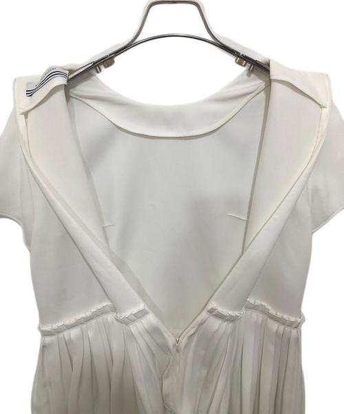 BORDERS at BALCONY（ボーダーズアットバルコニー）BORDERS AT BALCONY (ボーダーズアットバルコニー) ツイルプリーツヘムブラウス ホワイト サイズ:36の古着・服飾アイテム
