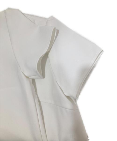 BORDERS at BALCONY（ボーダーズアットバルコニー）BORDERS AT BALCONY (ボーダーズアットバルコニー) ツイルプリーツヘムブラウス ホワイト サイズ:36の古着・服飾アイテム