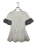 BORDERS at BALCONYボーダーズアットバルコニー）の古着「ペプラムトップス Tシャツ」｜ホワイト