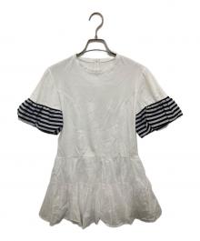 BORDERS at BALCONY（ボーダーズアットバルコニー）の古着「ペプラムトップス Tシャツ」｜ホワイト