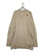 MM6 Maison Margielaエムエムシックスメゾンマルジェラ）の古着「V NECK Damage Kint Sweater」｜ベージュ