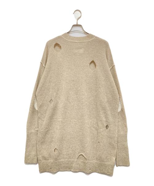 MM6 Maison Margiela（エムエムシックスメゾンマルジェラ）MM6 Maison Margiela (エムエムシックスメゾンマルジェラ) V NECK Damage Kint Sweater ベージュ サイズ:Sの古着・服飾アイテム