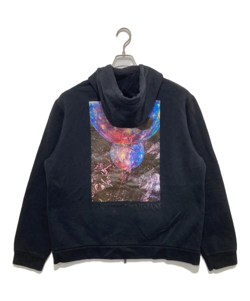 EMPORIO ARMANI（エンポリオアルマーニ）EMPORIO ARMANI (エンポリオアルマーニ) surreal (シュールレアル) / スウェットジップパーカー　21AW　6K1B8P 1JM3Z ブラック サイズ:3XLの古着・服飾アイテム