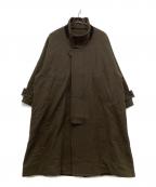 VOAAOVヴォアーブ）の古着「オイルカットウールロングコート」｜オリーブ