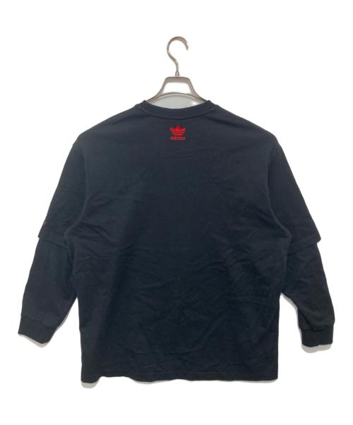 adidas（アディダス）adidas (アディダス) KORN (コーン) アルバムフォト レイヤード ロンT ブラック サイズ:XLの古着・服飾アイテム