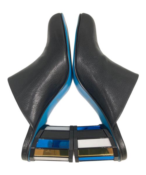 MANA（マナ）MANA (マナ) ミラーヒール・アシメカットミュール ブラック サイズ:37の古着・服飾アイテム